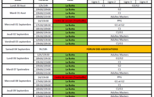 Planning de Septembre 2021