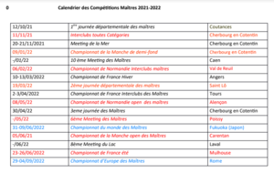 Calendrier des compétions Maitres 2021/2022