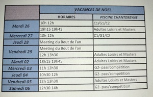 Entrainements des vacances de fêtes de fin d'année.