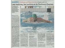 Article de presse - Les maîtres, les juniors et le Swimmi Games
