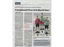 Lu dans la presse : Un article sur notre athlète Max De Vera