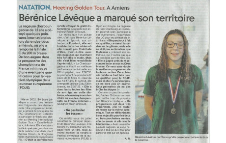 Article de Presse - Golden Tour 2017 &quot;Camille Muffat&quot; d'Amiens
