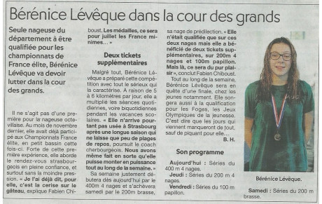 Article de Presse Championnats de France Elite - Schiltigheim
