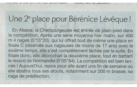 Article de presse Championnats de France Elite (suite) - Schiltigheim