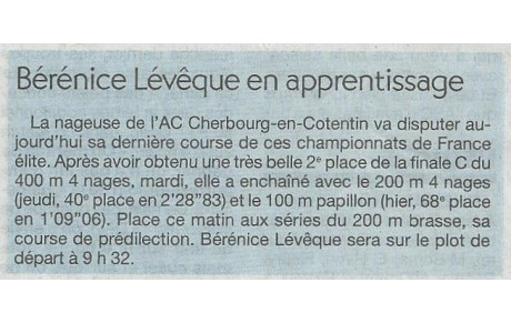 Article de Presse - Championnats de Schiltigheim 4ème Jour