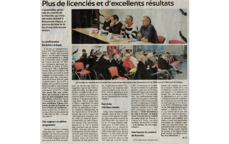 Article de presse - Plus de licenciés et d'excellents resultats
