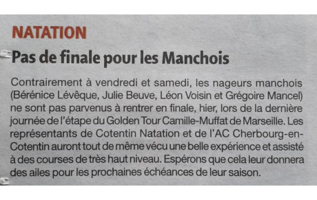 Article de presse - Pas de finale pour les manchois