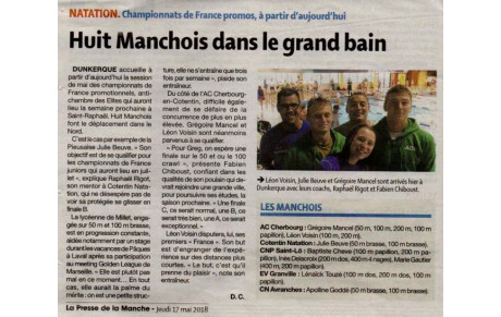 Article de presse - 8 manchois dans le grand bain