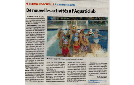 Article de presse - De nouvelles activités à l'Aquaticlub