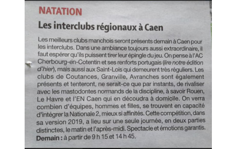 Lu dans la Presse : Les interclubs régionaux à Caen