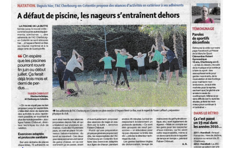 Lu dans la presse : A défaut de piscine, les nageurs s'entraînent dehors