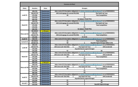Planning de Noel
