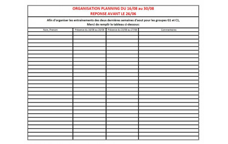 Organisation Aout 2021
