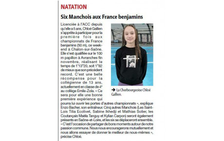 Six Manchois dont Chloé Aux Championnats de France Benjamins